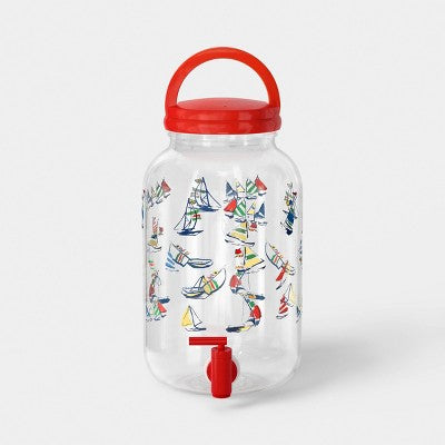 4.5qt Plastic Sail Boat Print Beverage Dispenser with Handle - Room Essentials
