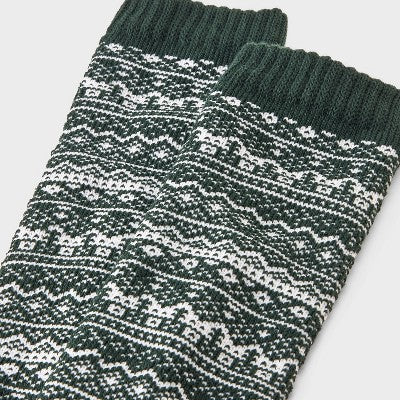 Men's Fair Isle Crew Socks - Goodfellow & Co Green/White 6-12