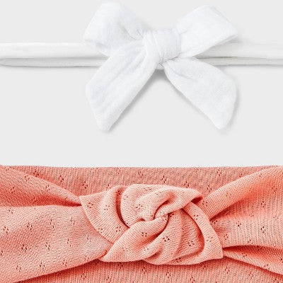Baby Girls' 2pk Knit Gauze Headwrap - Cloud Island Pink 0-12M