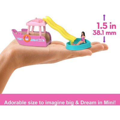 Barbie Mini BarbieLand Doll & Vehicle Set with 1.5" Doll & Dream Boat