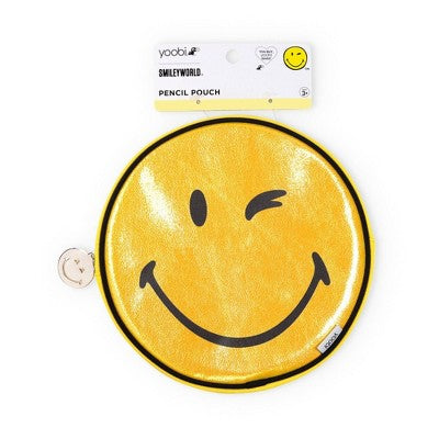 Yoobi SmileyWorld Pencil Pouch Round Yellow Smiley, School Supplies