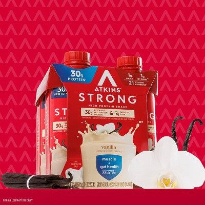 Atkins Strong 30g High Protein Shake - Vanilla - 44 fl oz/4pk