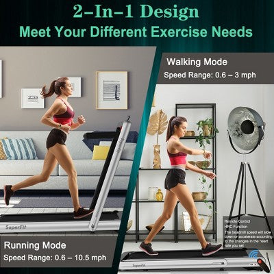 Costway 4.75HP 2 In 1 Folding Treadmill W/Remote APP Control Silver (LOCAL PICKUP ONLY)