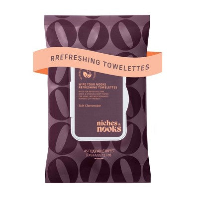 Niches & Nooks Intimate pH Balanced Refreshing Flushable Feminine Wipes - Soft Clementine - 45ct