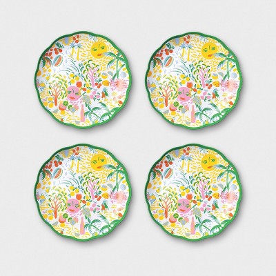 4pc Vacation Melamine Dinner Plates Yellow/Green - Roller Rabbit x Target