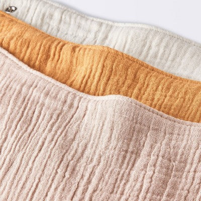 Baby 3pk Muslin Bandana Bib - Cloud Island Khaki: Cotton Snap Closure, 0-12 Months, 8.75" Square