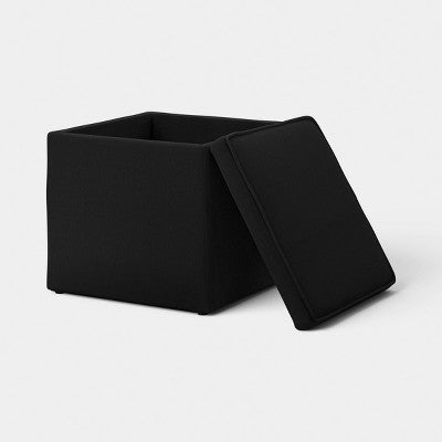 Square Small Storage Dorm Ottoman Dark Black - Room Essentials