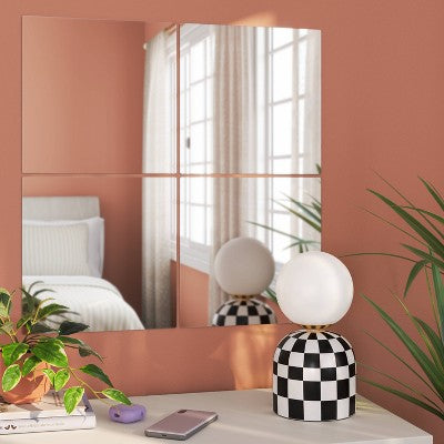(Set of 4) 12"x12" Frameless Mirrors Silver - Room Essentials: Modern Square Wall Mount, No Frame Required