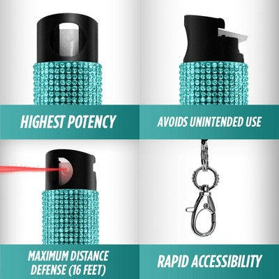 Guard Dog Security Bling It on Pepper Spray 2pk Glow-In-The-Dark 16' Distance Teal and Mermaid: Protection for Women, Camping