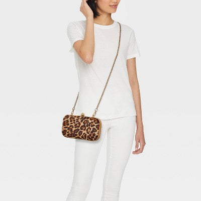 Minaudiere Clutch Crossbody Bag - A New Day Leopard