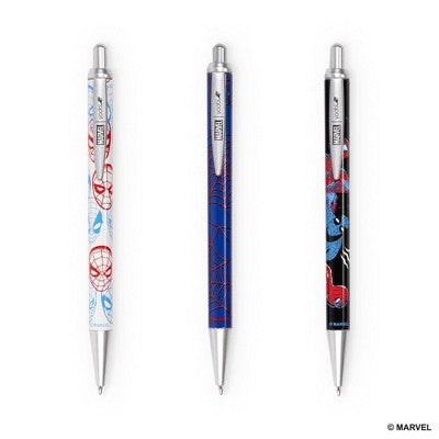 Yoobi Marvel Ballpoint Pen 3pk Retractable Set Spider-Man, School Supplies