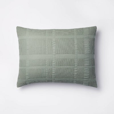 Standard Waffle Matelasse Quilt Sham Light Teal Green - Threshold designed with Studio McGee: Cotton Texture, OEKO-TEX Certified