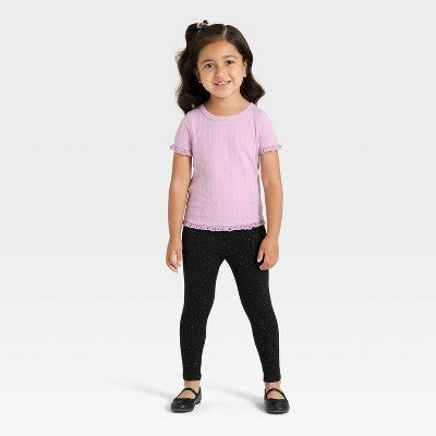 Toddler Girls' Shimmer Leggings - Cat & Jack Black 4T