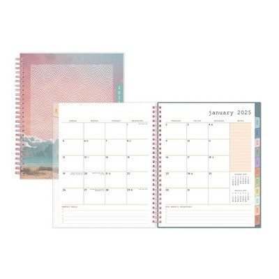 WAAV Planner 2025 Weekly/Monthly Planner 9.25"x7.87" Wirebound Frosted Transition: Adult Calendar, Tabs, Multicolored