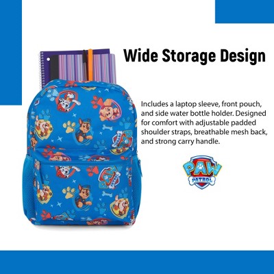 Paw Patrol Backpack for Kids - Chase, Skye, Marshall, Rubble, Rocky, Zuma, Everest, Liberty, and Ryder School Book Bag, Blue