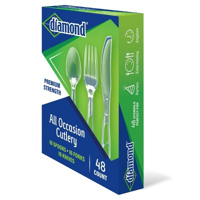 Diamond All Occasion Clear Disposable Forks Spoons and Knives - 48ct