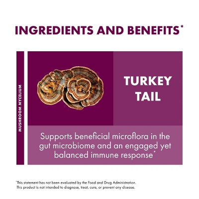 Host Defense Turkey Tail Mushroom Vegan Capsules - 30ct: Organic, Non-GMO, Dietary Supplements