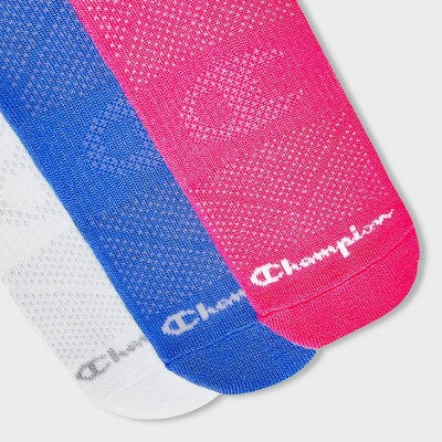 Champion All Sport Performance Mid Crew Socks 3pk - Blue/Pink/White S