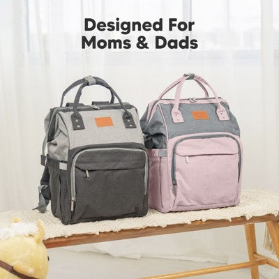 KeaBabies Original Diaper Bag Backpack, Multi Functional, Water-resistant, Large Baby Bags for Girls, Boys (Pink Gray)