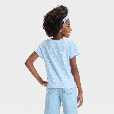 Girls' Short Sleeve Textured Knit 'Daises' T-Shirt  XS