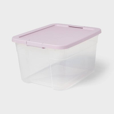 66qt Clear Latching Storage Box Lavender Splash - Brightroom (LOCAL PICKUP ONLY)