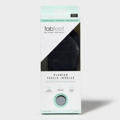 Fab Feet Women's by Foot Petals Plantar Fascia Insoles Cushion Black One Size - Size (6-11)