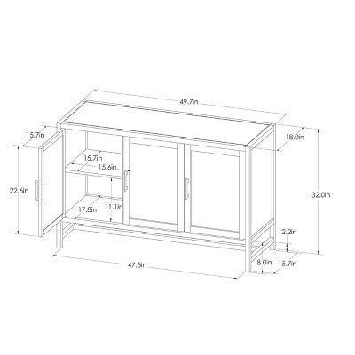 Warwick 3 Door Accent TV Stand for TVs up to 59" Stand Black - Threshold: Transitional Style, Hardwood Frame, Metal Hardware (LOCAL PICKUP ONLY)