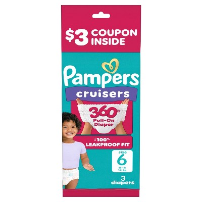 Pampers Cruisers 360 Trial Pack Disposable Diapers - Size 6 - 3ct
