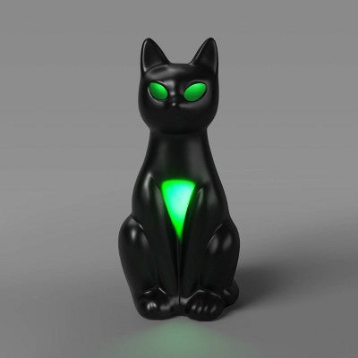 13" Lit Plastic Cat Figurine - Hyde and EEK! Boutique Glossy Black