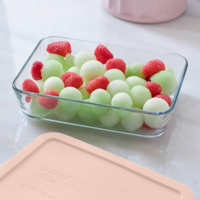 Pyrex 4pc 3c Rectangular Glass Food Storage Container Set Rosewater