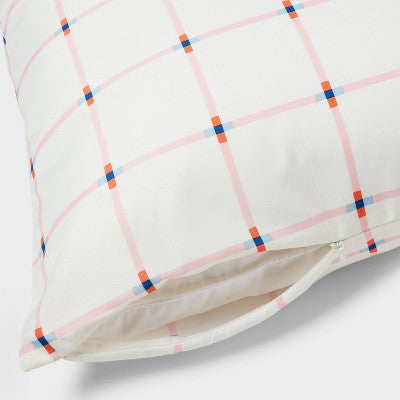 2pk Microfiber Body Pillow Cover Blue Dot/Grid - Room Essentials