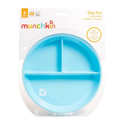 Munchkin Stay Put Divided Suction Toddler Plate - Blue
