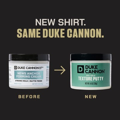 Duke Cannon Supply Co. Dry Hold Texture Putty Hair Pomade for Men - Medium Hold No Shine - 4.6oz