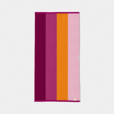 32"x62" Wide Multi Striped Reversible Beach Towel Pink/Orange - Sun Squad