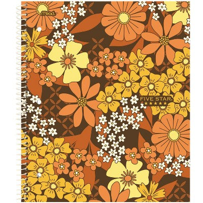 Five Star 80ct College Ruled Notebook Retro Florals
