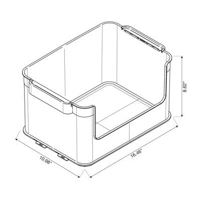 Click in Place 20.7qt Clear Open Front Plastic Storage Bin for Home and Office Organization White Latch - Brightroom