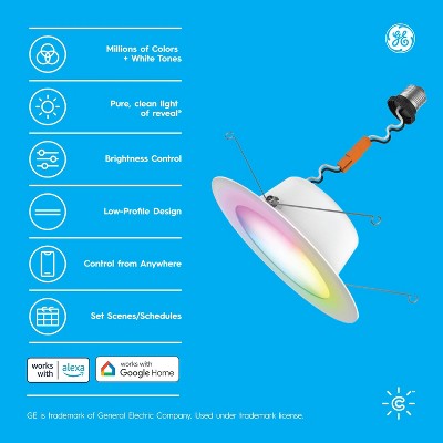 GE CYNC Smart LED Wafer Downlight Full Color: Energy Star Certified Recessed Light, Alexa & Google Compatible, 1150 Lumens