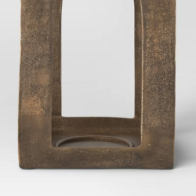 13"x7.5" Pillar Cast Aluminum Lantern Candle Holder Gold - Threshold