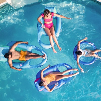 SwimWays Spring Float Papasan Inflatable Pool Lounger with Hyper-Flate Valve - Aqua: 1 Person Capacity