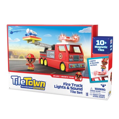 Tile Town Fire Truck Magnetic Tiles Set