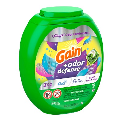 Gain Flings Odor Defense Laundy Detergent - Super Fresh Blast - 112ct