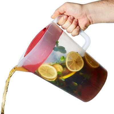 GoodCook Plastic Pitcher with 4 Way Lid - 1 Gallon - Red