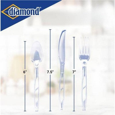 Diamond All Occasion Clear Disposable Forks Spoons and Knives - 96ct