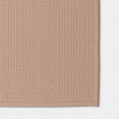 Chenille Knit Throw Blanket with Faux Shearling Reverse Tan - Threshold