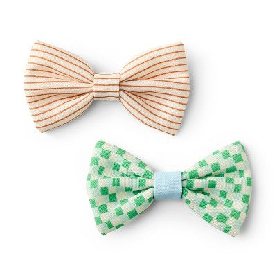 Dog and Cat Bowtie Set - Stripes/Checkerboard - The Cuddle Collab with Maple Cat