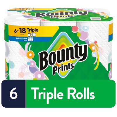 Bounty Printed Select-A-Size Paper Towels - 6 Triple Rolls