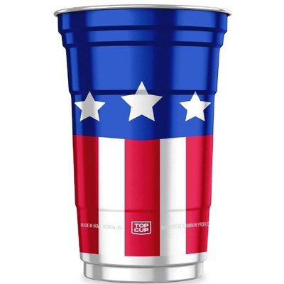 Top Cup Seasonal Aluminum Cups - 20oz/10ct: Aluminum, Brushed Silver Finish, Patterned Logo, 10 Count