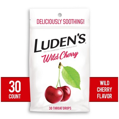 Luden's Soothing Throat Lozenge Drops for Sore & Irritated Throats - Wild Cherry - 30ct