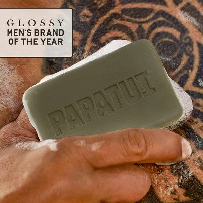 Papatui Men's Exfoliating and Hydrating Sulfate-Free Mango Butter, Avocado Oil and Ceramides Mini Bar Soap - Sandalwood Suede - 1.4oz