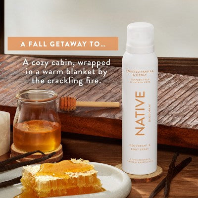 Native Limited Edition Fall Getaway Deodorant Spray - Toasted Vanilla & Honey - 3.5 fl oz
